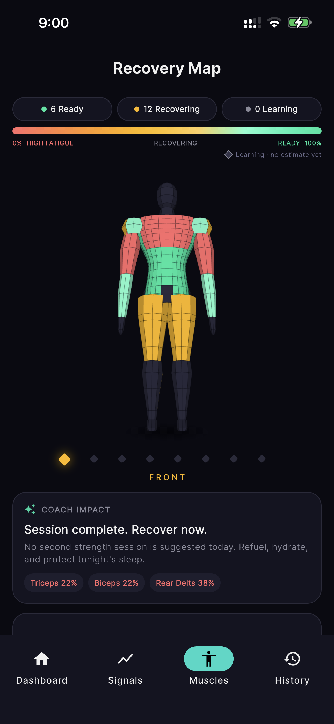 3D Recovery Map front view